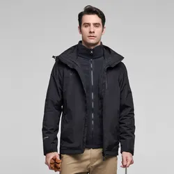Мужская ветрозащитная зимняя водонепроницаемая куртка 3 в 1 с флисовой подкладкой