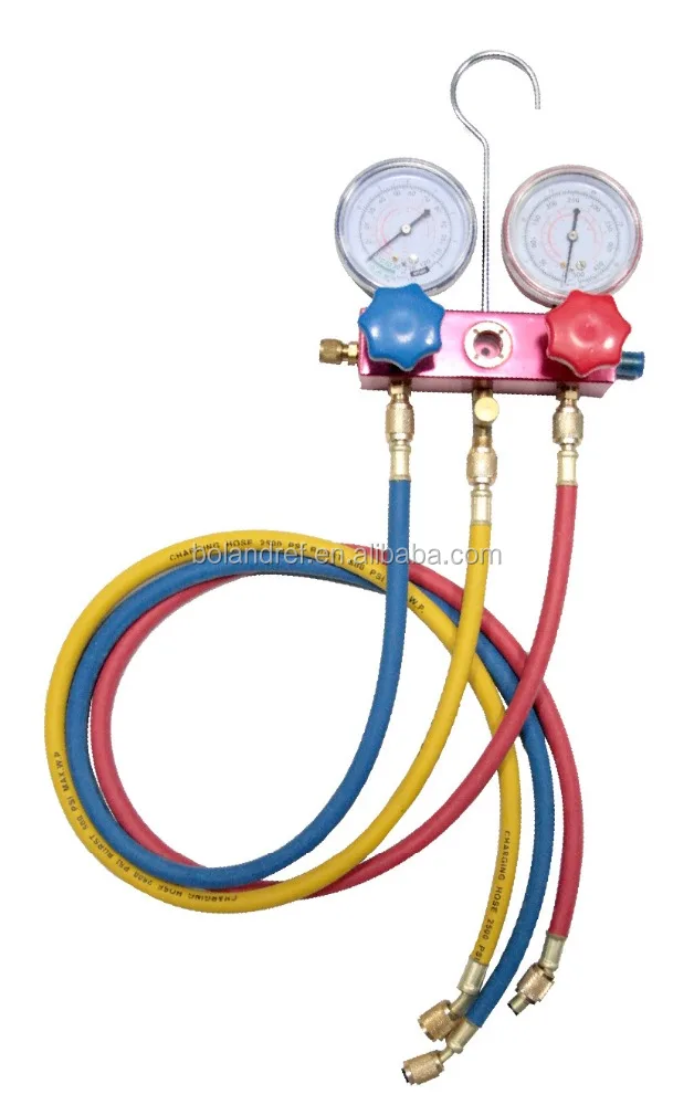 aluminum/ brass manifold set with/ without sight glass For R134A R12 R22 R502 R410 R407 R410 use with/ without shock-proof