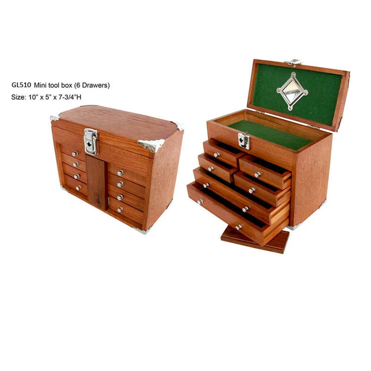 American Red Oak 6 Drawer Mini wood treasure chest