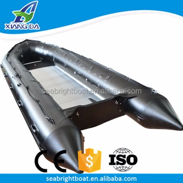 Black big size rigid inflatable dinghy aluminum floor inflatable boat
