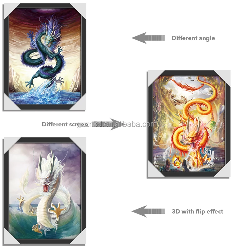 Stock Picture 30 x 40 cm , Lenticular 3D Flip Picture With PS Frame