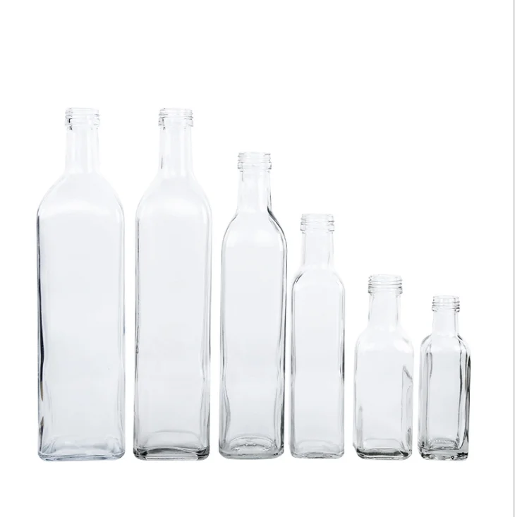 high quality 1000ml 500ml  olive oil clear glass bottle clear glass cooking oil refill glass container with spout bulk sale