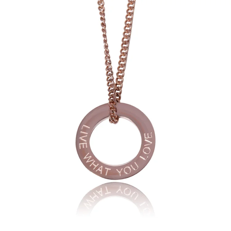 Fashion jewelry Custom 18k gold plated stainless steel engraved word washer pendant