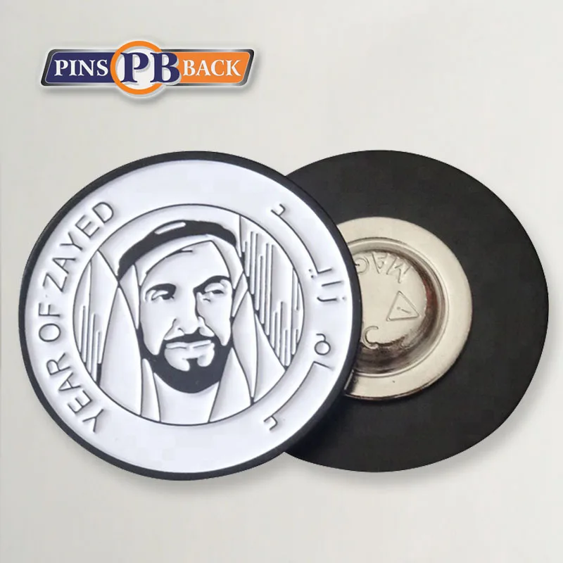 Magnet badge custom metallic Iron Zinc Alloy soft enamel magnet badge promotional UAE national souvenir antique white lapel pin