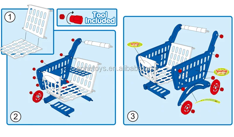 pretend play store game 80 pieces toy shopping cart  kid cargo carts set for Toddlers
