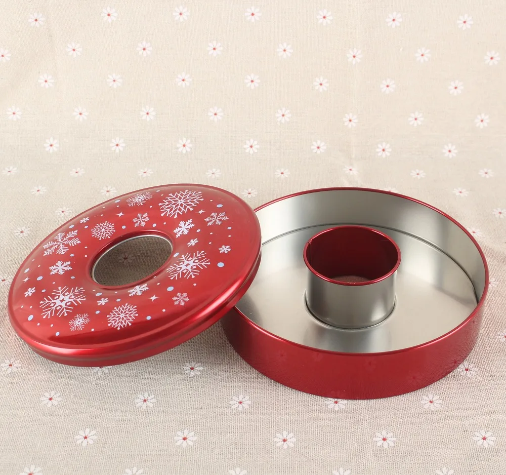 Wholesale ring shaped donut chocolate packing tin box for christmas gift and candy tin pack