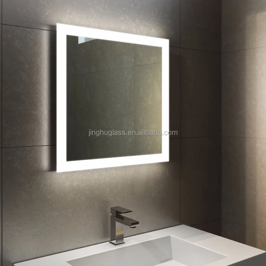 With a magnifying glass in the lower right corner led mirror