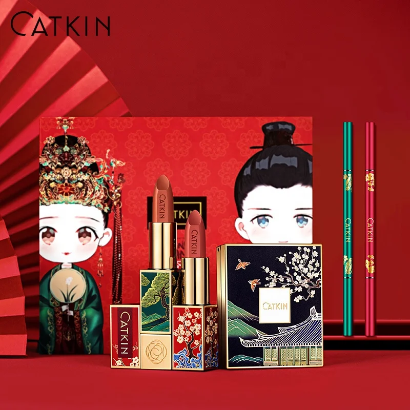 
DISTRIBUTOR SEARCHING OVERSEA CATKIN Love story Makeup Matte Lipstick Eyebrow Pencil Blush On Gift Set 