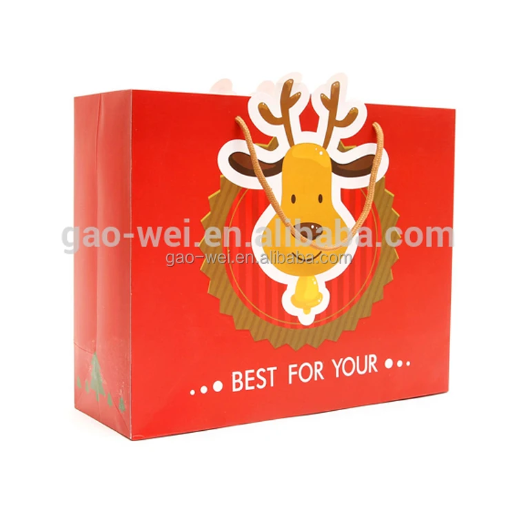 
New christmas custom paper shopping bag with logo printing 