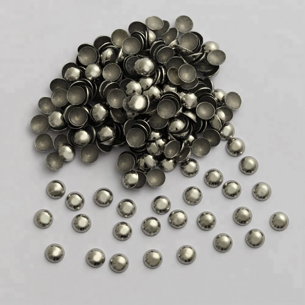 Factory Sale Different Sizes Hot Fix Gold Dome Rhinestuds Iron On Half Round Pearls Dome Studs Nickel Free  For Clothing