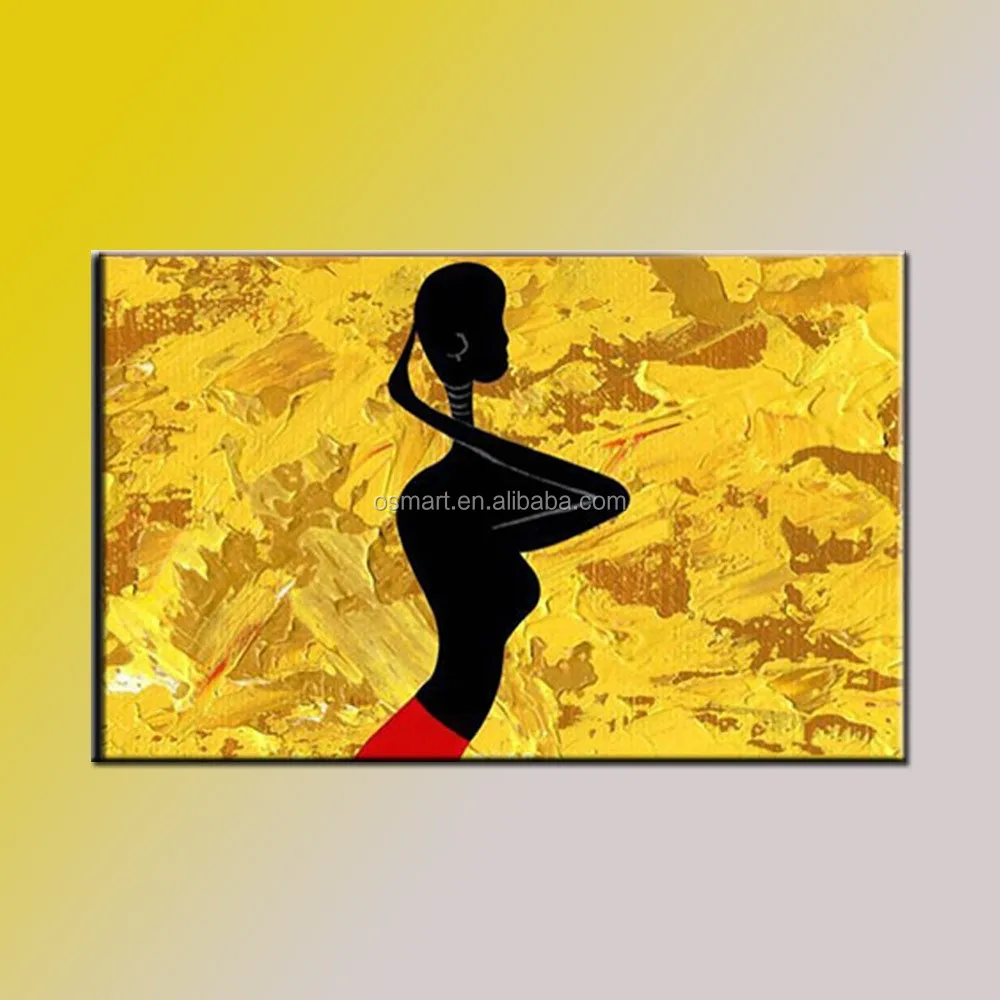 Top Artist Pure Hand-painted High Quality Modern African Lady Oil Painting on Canvas Sexy African Oil Painting for Living Room