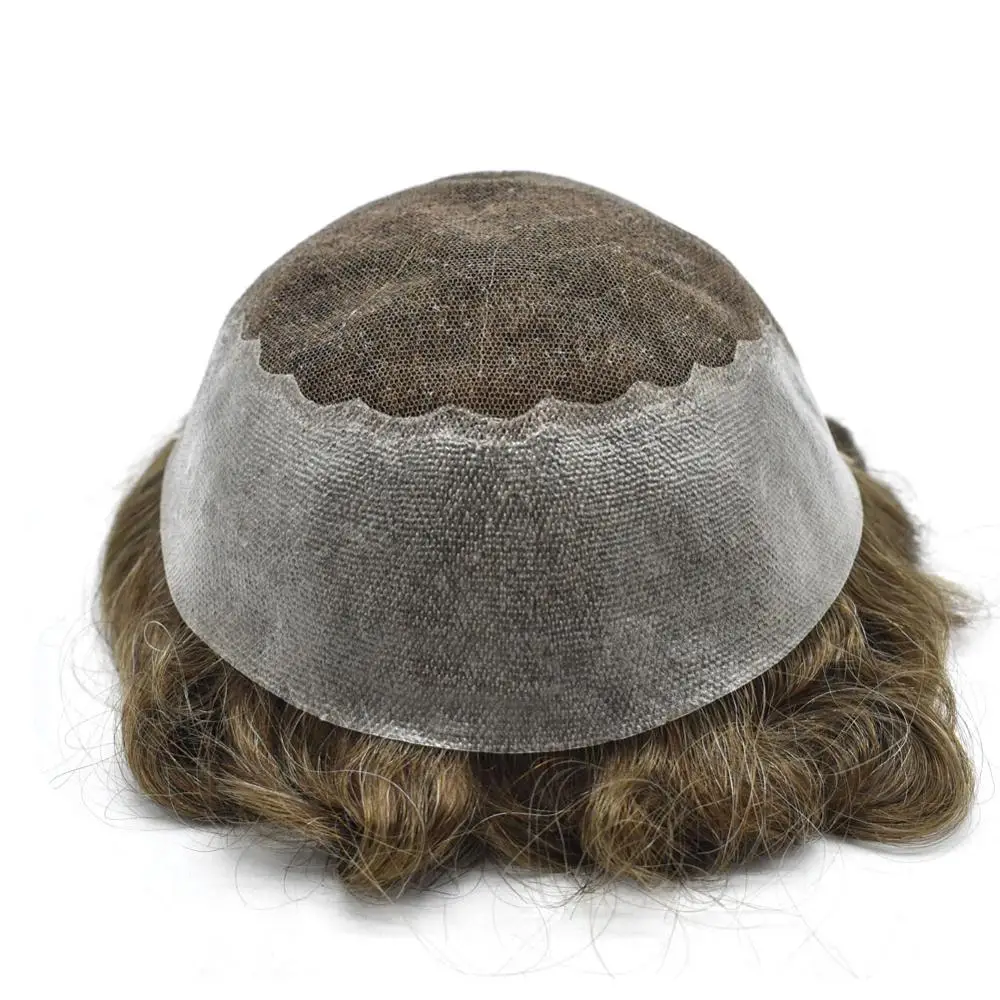 
French Lace+ Pu Q6 Men Toupee Human Hair System Natural Color Remy Human Hair Toupee For Men Hair pieces 