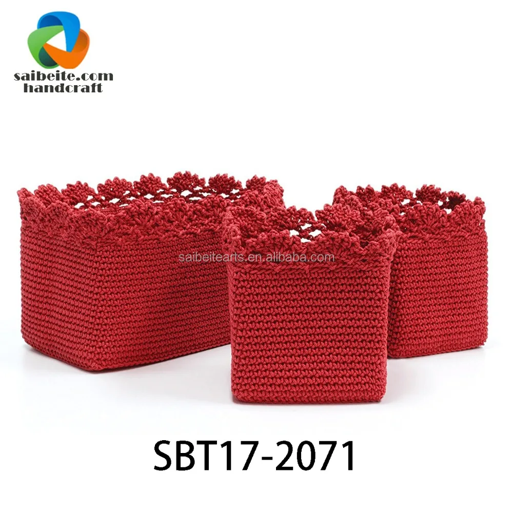 China PP crochet basket collection PP Knit Storage Basket