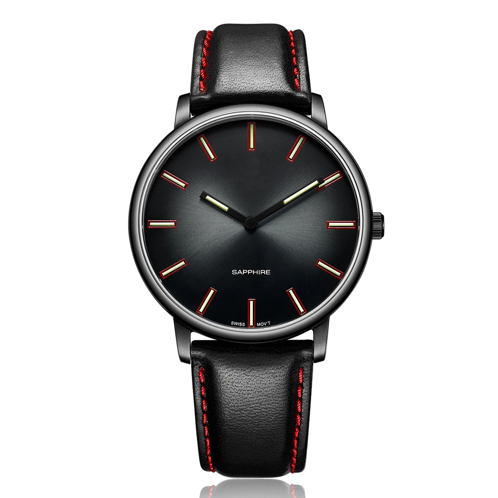 Ultra Thin Switzerland Movement tritium watch 5ATM Water Resistant Quartz Men Watch