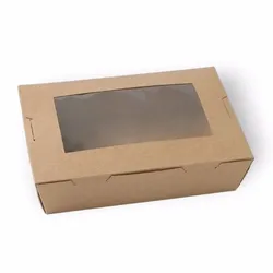 Disposable Brown Kraft Paper Food Box Takeaway Packaging Container with PET window