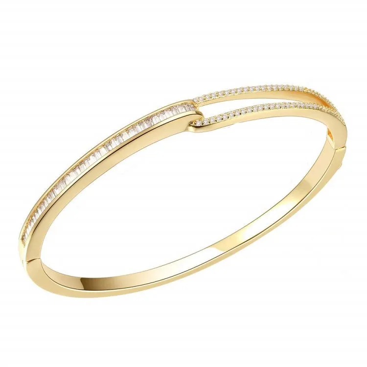 Модный женский браслет с золотым покрытием и прозрачным цирконом, изготовленный на заказ браслет с розовым и золотым родиевым покрытием