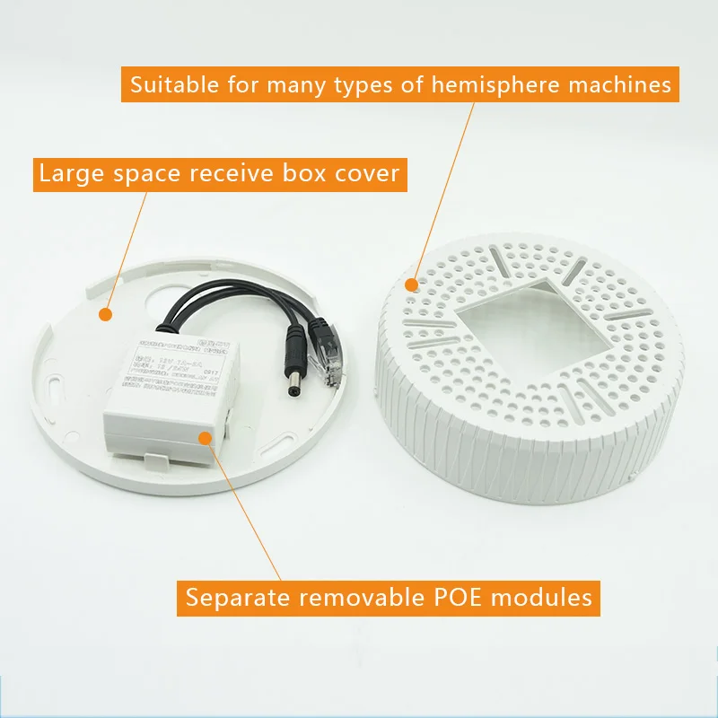 Plastic Wall Mount Bracket two in one standard48V hidden box splitter power supply for CCTV Security Dome Camera