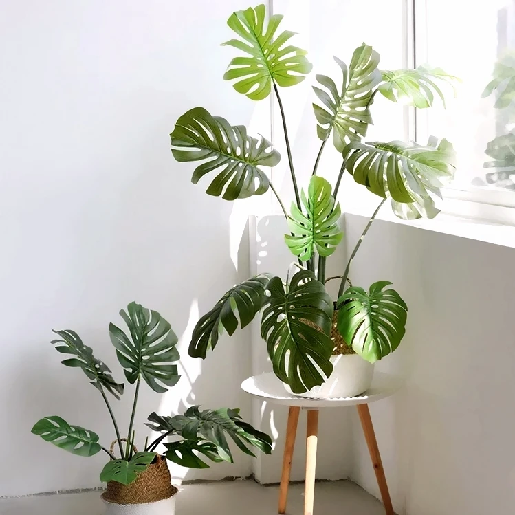
Indoor Decorative Real Touch Tropical Green Plants Artificial Banana Palm Eucalyptus Monsteras Leaves for Sale 