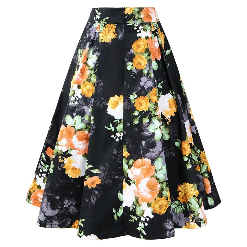 Dressever Женские винтажные юбки-трапеции с принтом плиссированные расклешенные