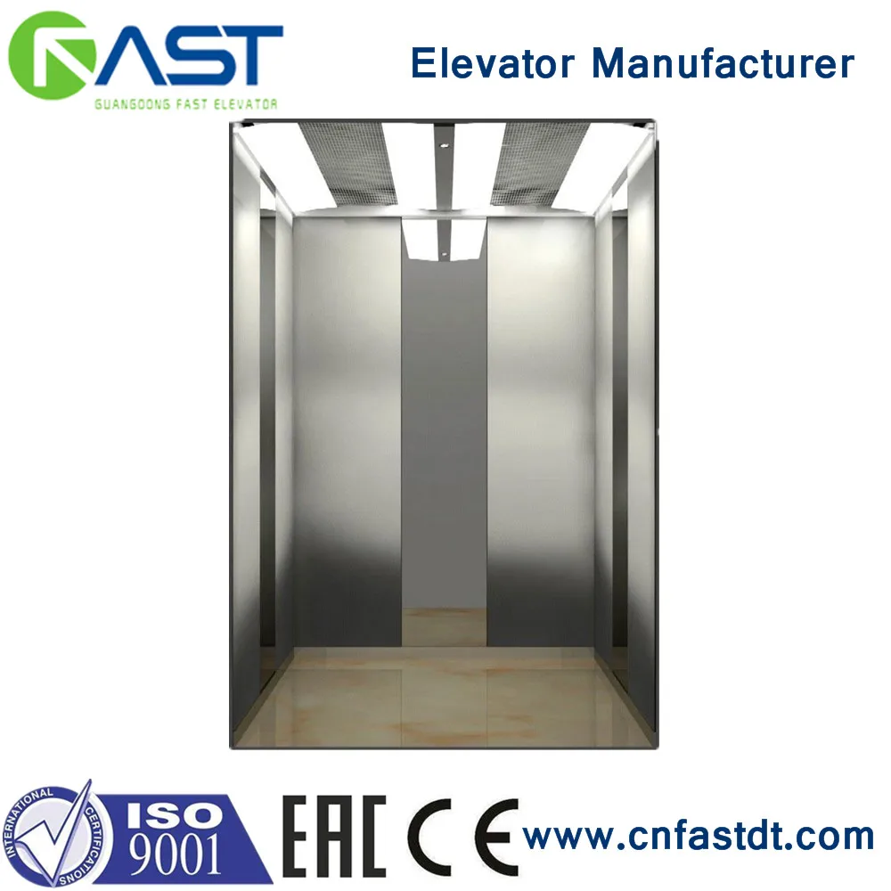 
Cheap Price 6 persons 450kg small passenger Elevator with all hairline stainless steel 