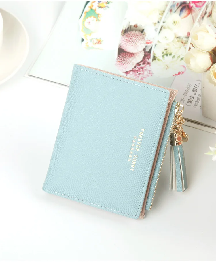 Fashion Vertical Cross Pattern Woman Wallet Tassel Zipper Coin Purse Wholesale