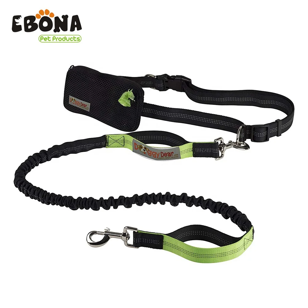 One Size Fits Small Medium to Large Dogs,Reflective Waist Belt Pet Running Bungee Leash With Bonus Waste Bag Dispenser