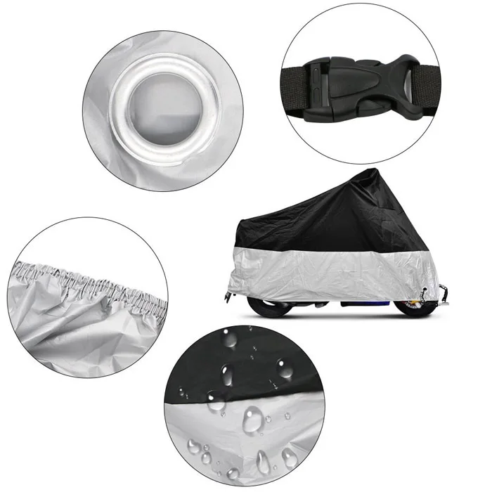 Серебристый складной чехол для мотоцикла из полиэстера 190T