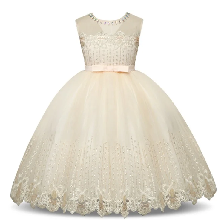 hot sale 2019 new style Wedding Party Evening Princess kids flower baby girl dress for girl 2-10 year