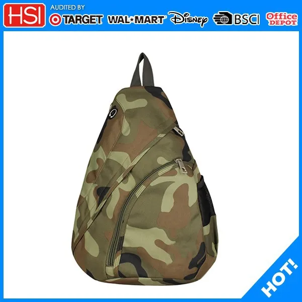 army green camouflage single stripe military backpack