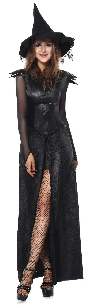 Китайский Фабричный сексуальный костюм на Хэллоуин, черный костюм ведьмы для взрослых женщин