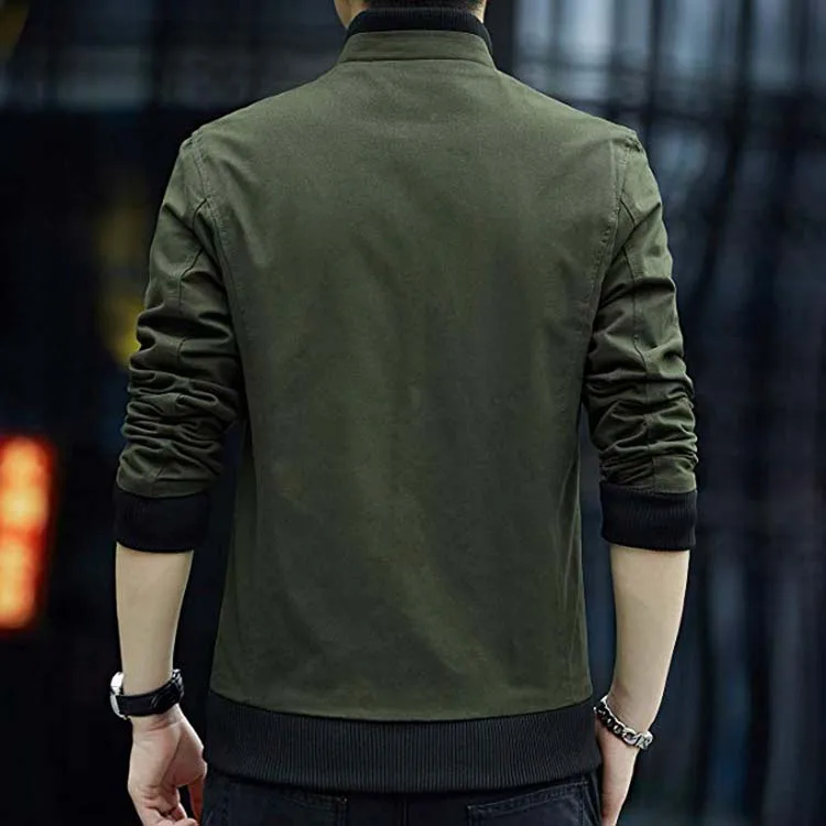 Mens Casual Windbreaker Outerwear Slim Fit Cotton Lightweight Zip Up Jackets