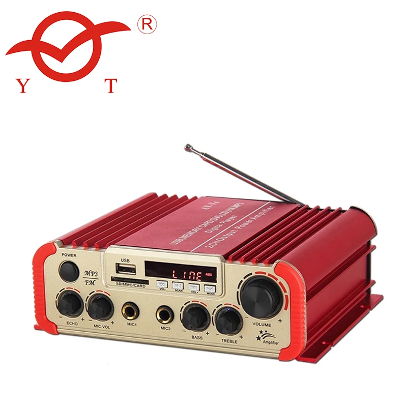 12 В Профессиональный мини мощность аудио автомобильный усилитель с светодиодный дисплей USB/SD/FM радио