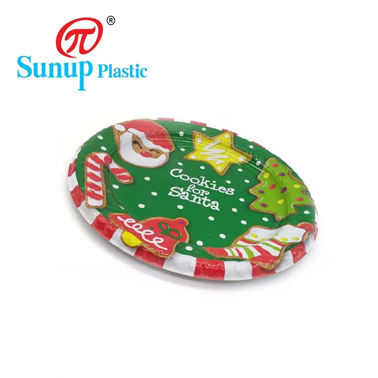 Healthy Disposable Plastic Dinner Disc Plate in Santa Claus Pattern for Dishes & Plates
