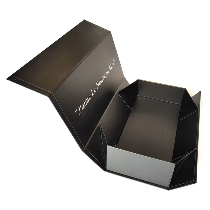 Custom matte black paper 2mm thickness cardboard large folding rigid magnetic closure gift watch packaging belt box