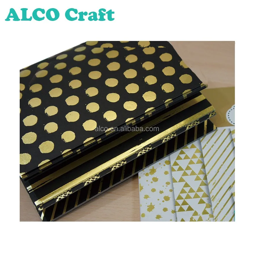 30 sheets gold foil woodfree scrapbook design paper pad custom printing