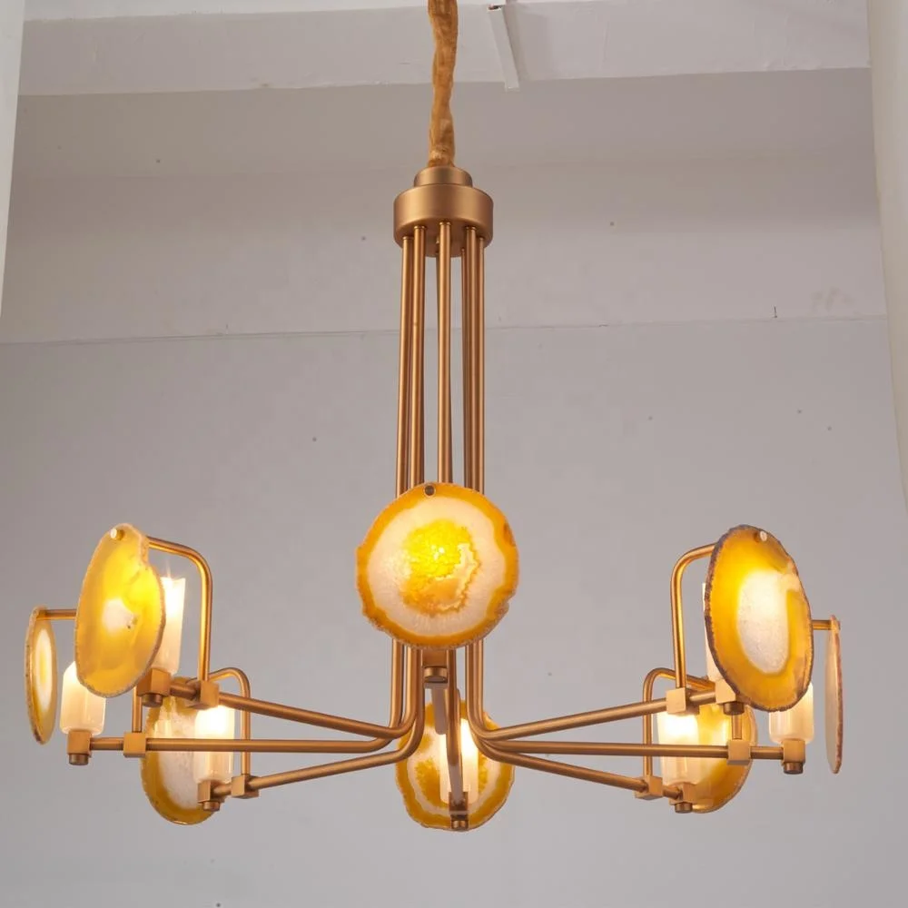 2019 new interior staircase decoration color agate iron-plated residential room lighting led chandelier