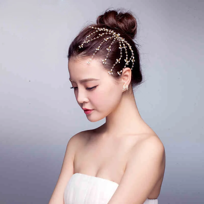 New Korean dish made hair fork bride wedding accessories pearl branch hairpin u-head hair beads wholesale