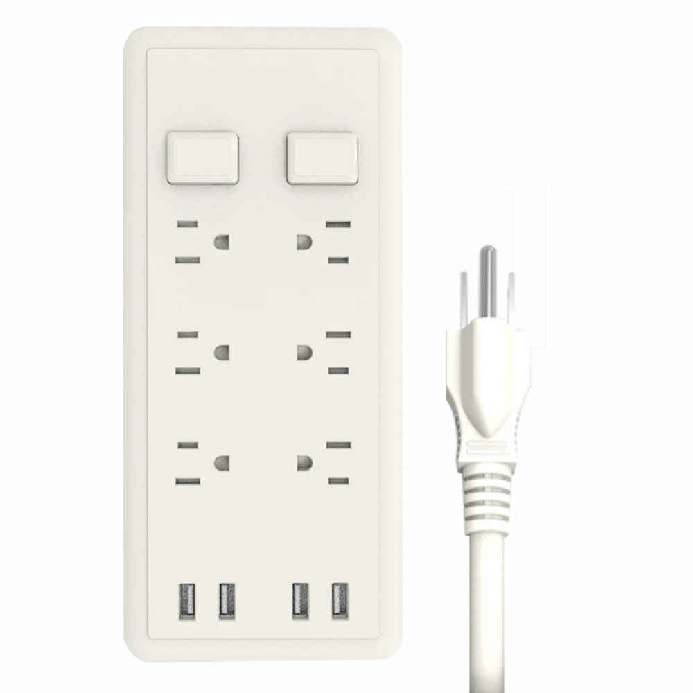 Американский сетевой фильтр с 6 розетками и 4 USB-портами для быстрой зарядки