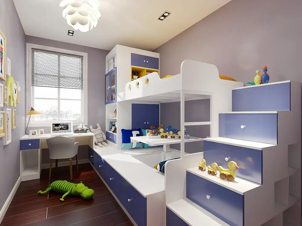 
Environmentally Friendly Cabinets Design Kids Room Furniture Children Bunk Bed with Desk 