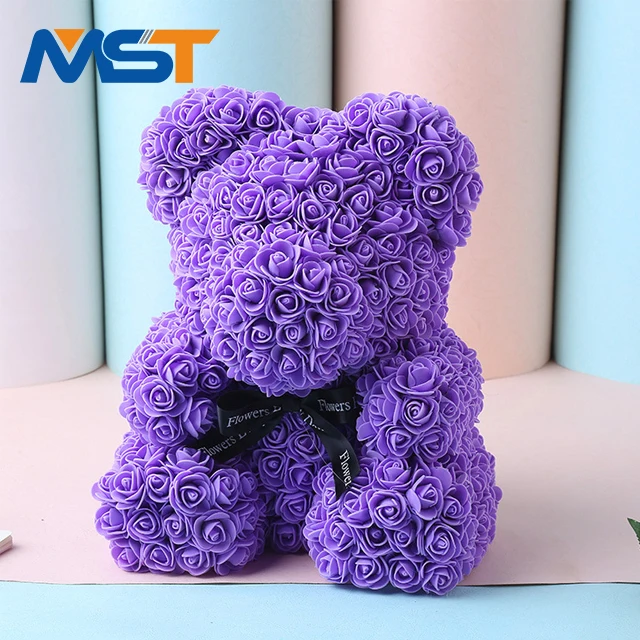 
Factory price novelty forever love cute pe rose flower foam bear For Birthday Gifts 
