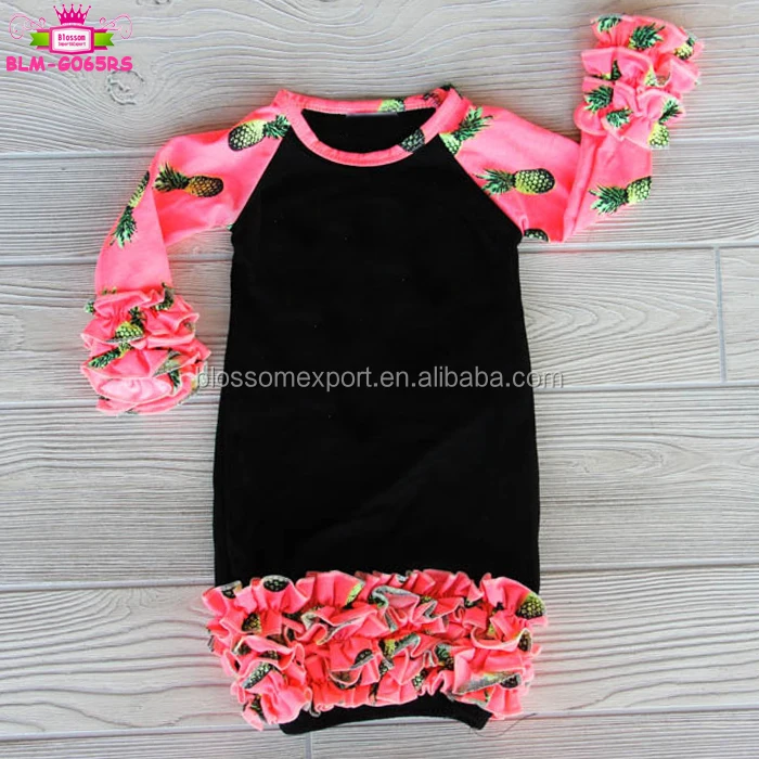 Pictures of latest gowns long sleeves new pattern icing ruffle white floral pink body baby sleeping bags