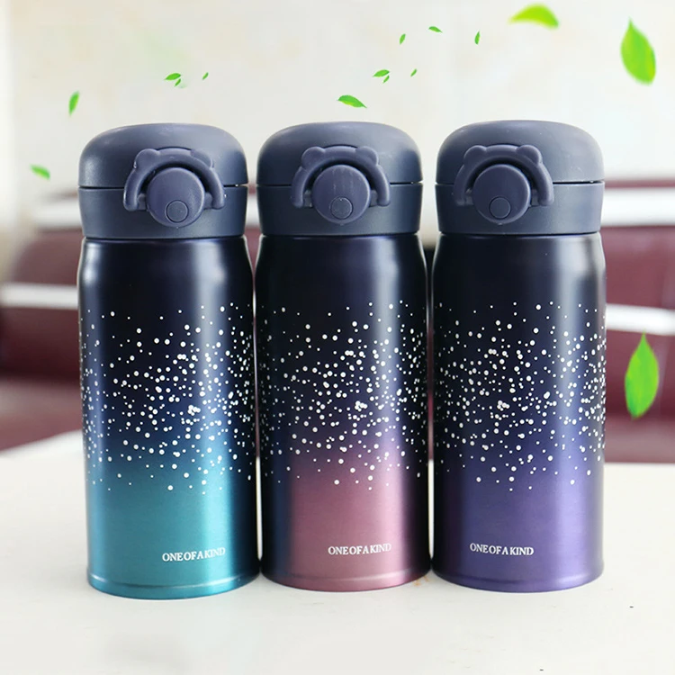 Cute Gradient Color Vacuum Cup 350ml Stainless Steel Insulated Thermos Flask For Gift