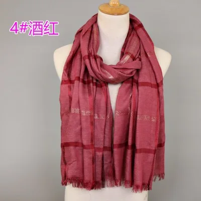 Люрексом женские бахромой хлопка в полоску мерцание шарф Хиджаб Платки Длинные Обычный Блеск 180*80 см шали