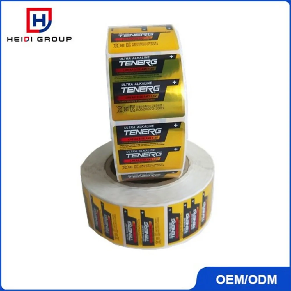 Custom battery sticker labels PET shrink film battery packaging labels pet sticker