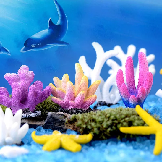 Artificial Reef Mini Coral For Aquarium Raising Fish Turtle Decorated Fish Tank  Resin DIY Ornaments