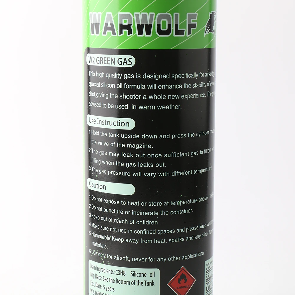 
Green gas airsoft W2 1680ml for airsoft guns 