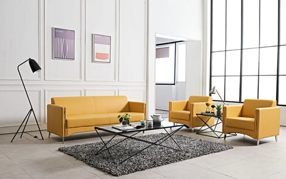 Modern simple design genuine leather sofa set