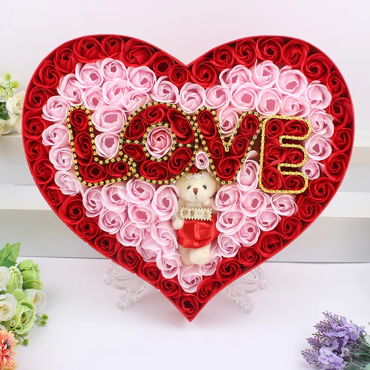 decorative artificial flower heart-shaped soap carved flower for wedding