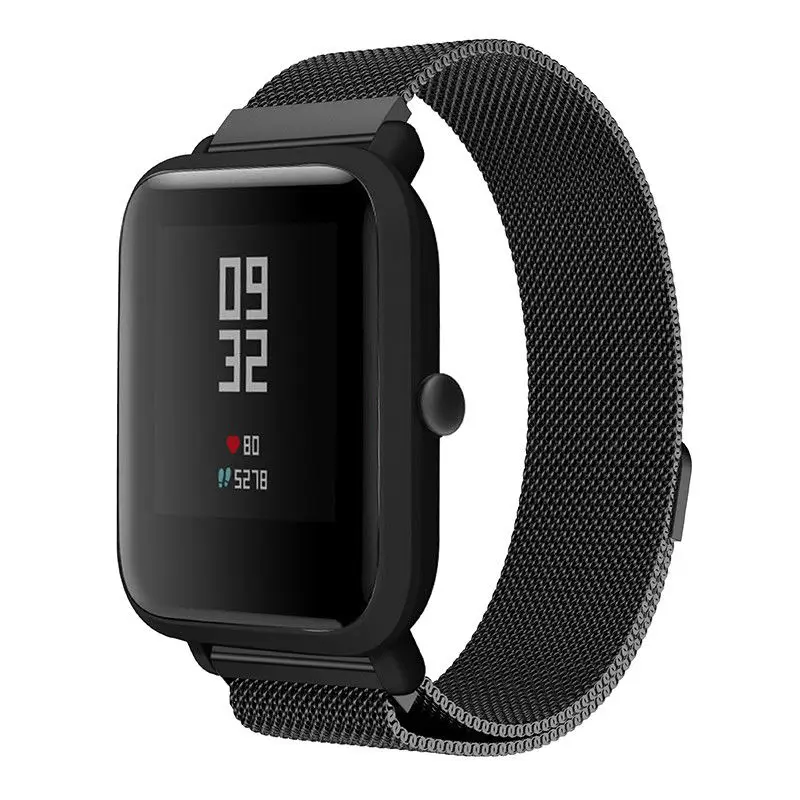 
Universal 20mm Replacement Metal Milan Magnetic Suction Watch Strap For Huami Amazfit Smartwatches - Black 