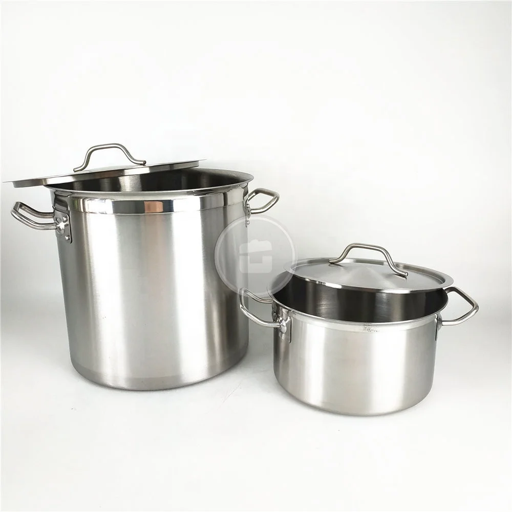 Large hotel restaurant cookware 30 liter 3 layers composite bottom stainless steel heavy duty soup bucket / stock pot